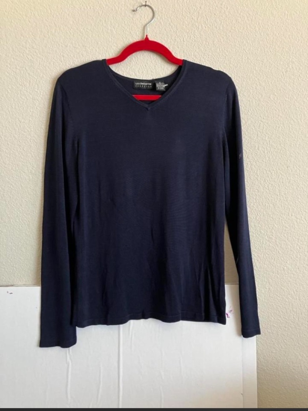 Classic Navy V-Neck Long Sleeve Tee - Classic